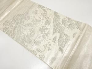 プラチナ箔　王朝源氏物語絵織り出し　袋帯